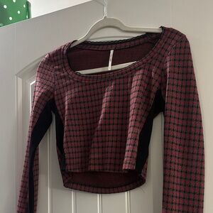 Free People Red and Black Checkered Crop Top
